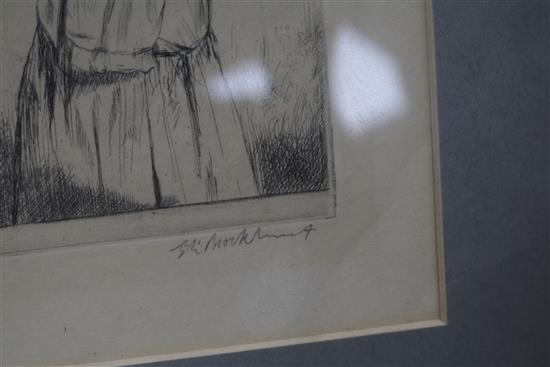 Sir Gerald Brockhurst, etching, The Two Melisandes, signed in pencil, 15 x 9cm